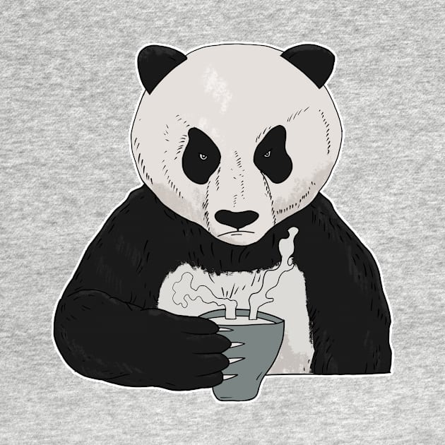 Grumpy Panda Bear with Coffee Morning Grouch by Mesyo